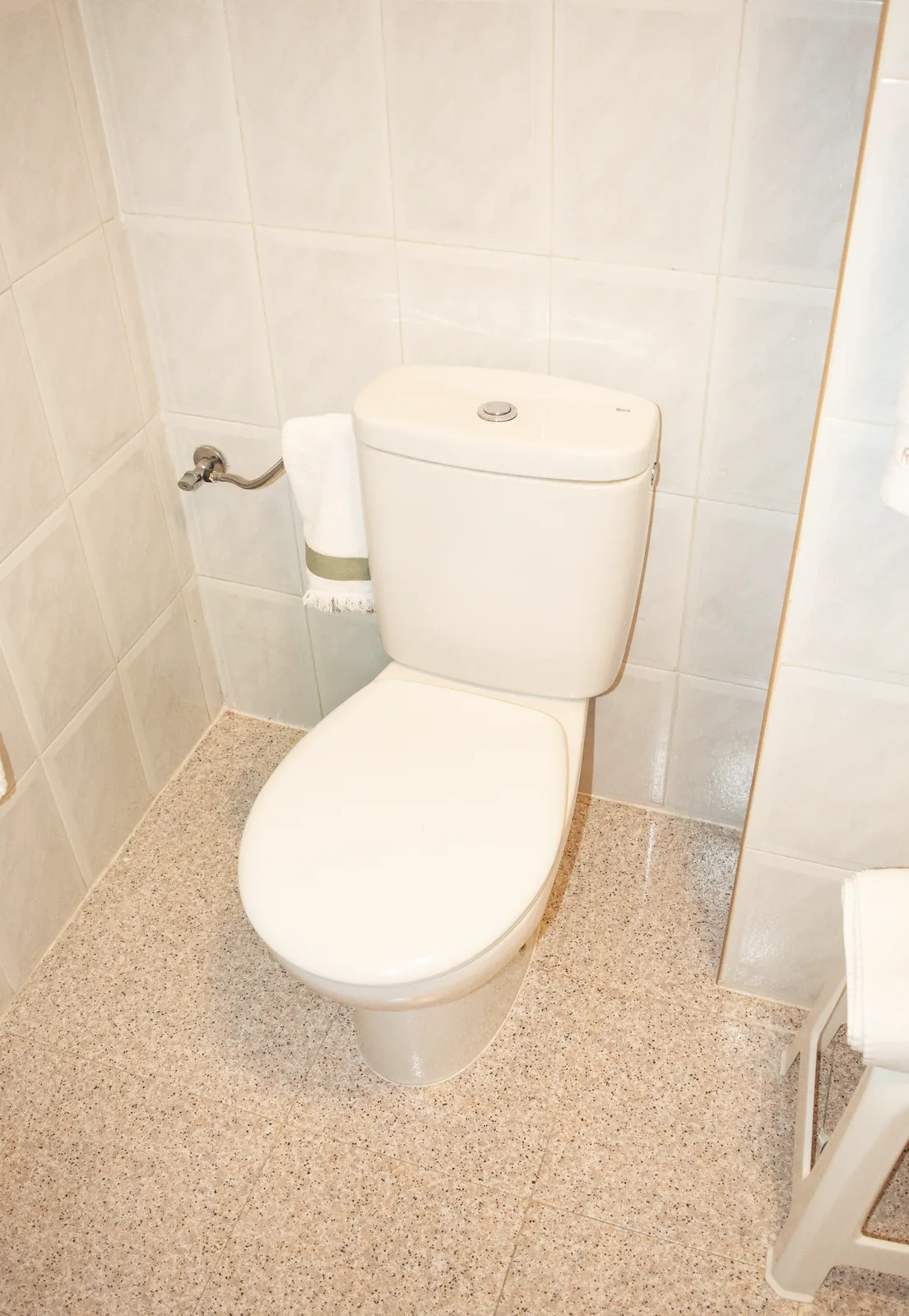 Baño de la habitación 106 con inodoro y suelo en tonos claros
