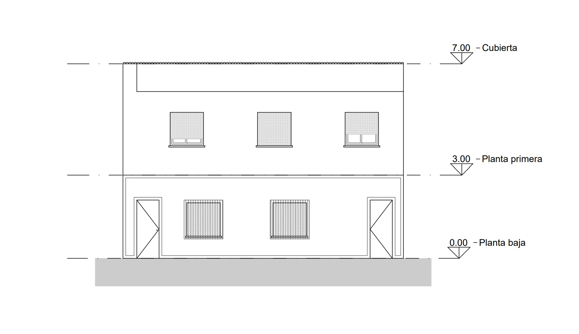 Plano de fachada de la vivienda